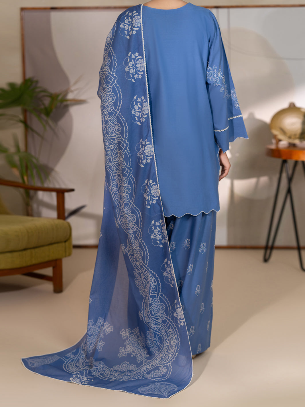 Blue Dyed Lawn Unstitched 3Pc - ALP-3PS-2689