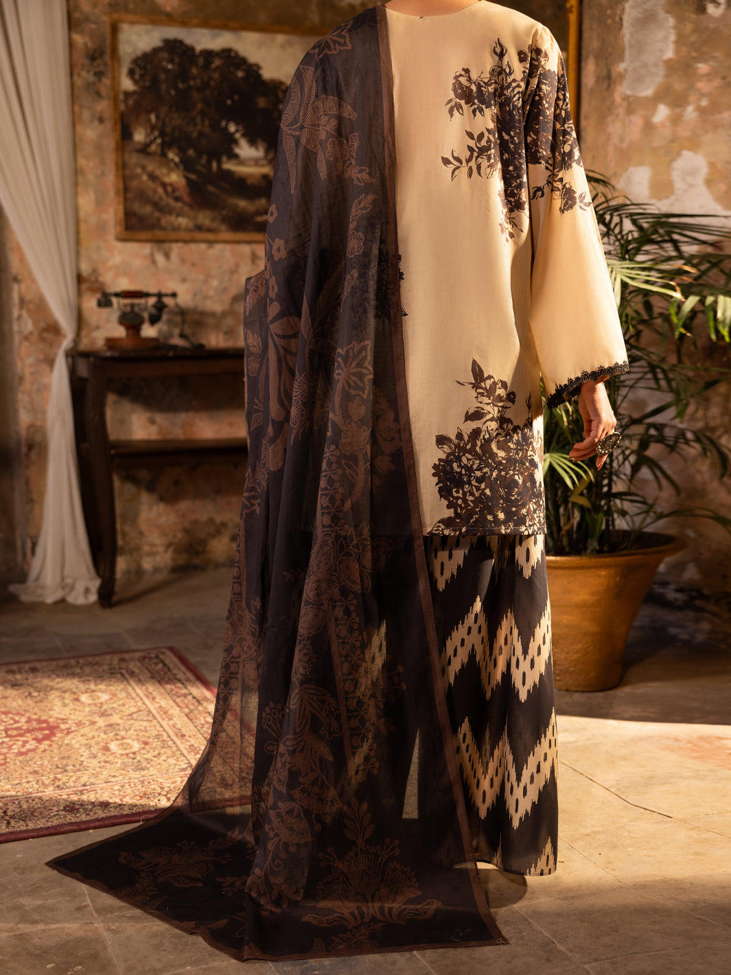Fawn Cotton Lawn Unstitched 3PC - ALP-3PS-2713