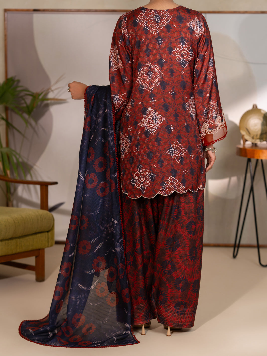 Maroon Swiss Jacquard Unstitched 3PC - ALP-3PS-2728
