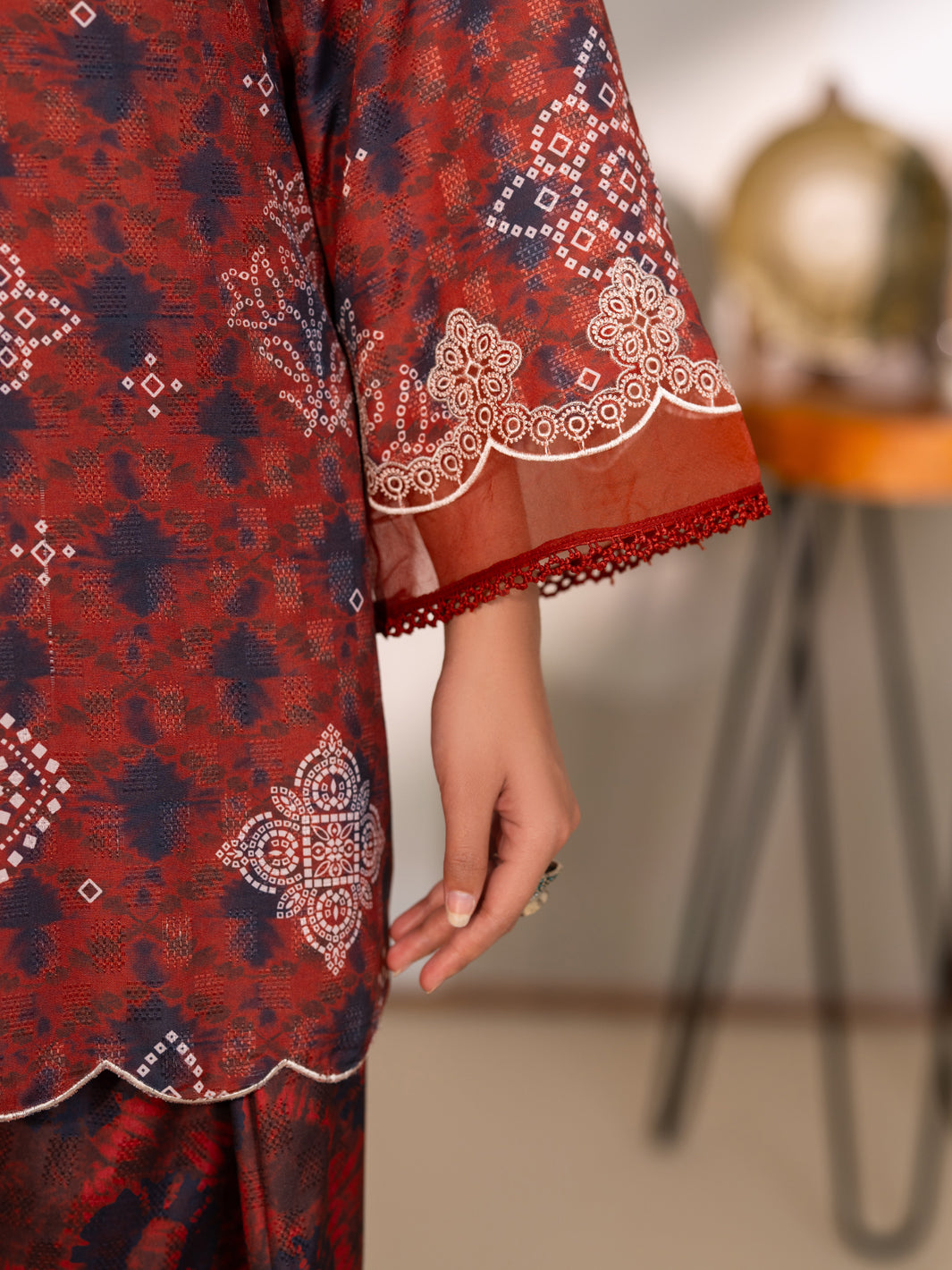 Maroon Swiss Jacquard Unstitched 3PC - ALP-3PS-2728