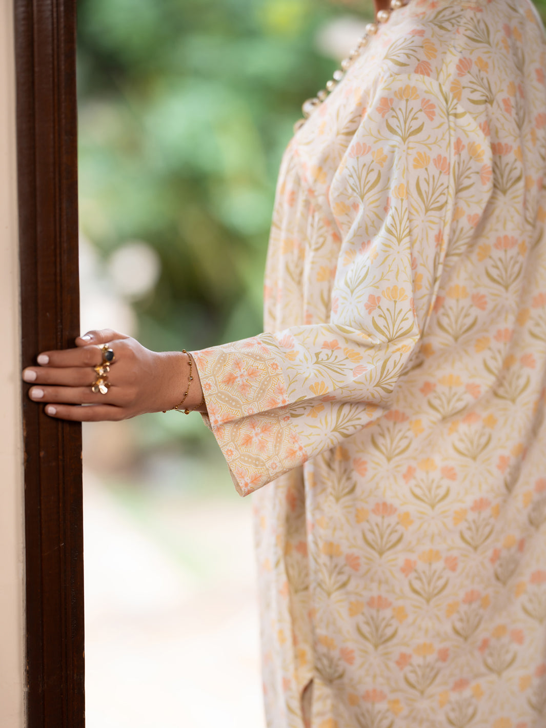 Cream Lawn Co-Ord Set - ALP-2PS-SLKS-2773