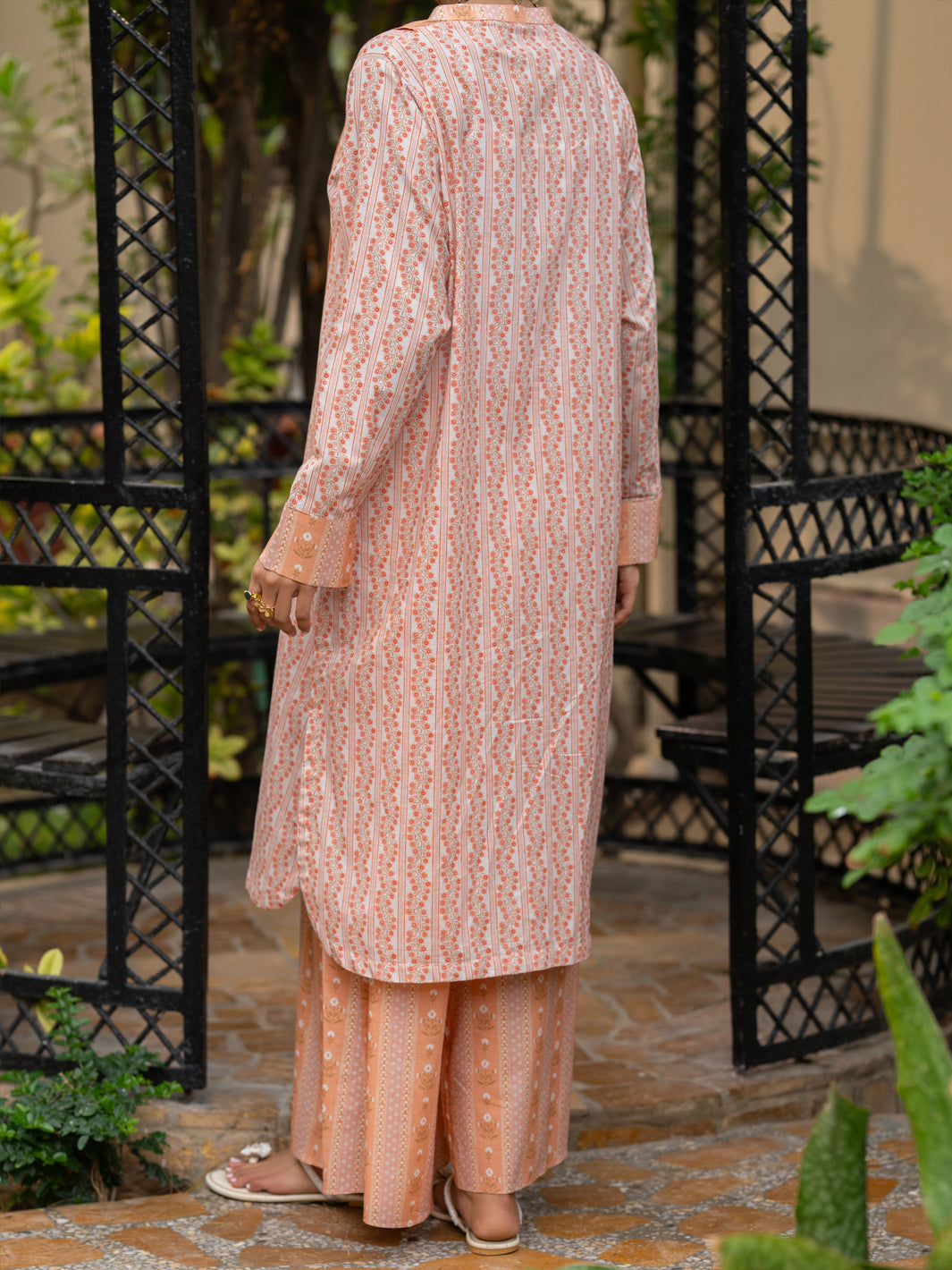Peach Lawn Co-Ord Set - ALP-2PS-SLKS-2776
