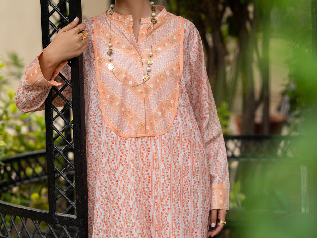 Peach Lawn Co-Ord Set - ALP-2PS-SLKS-2776