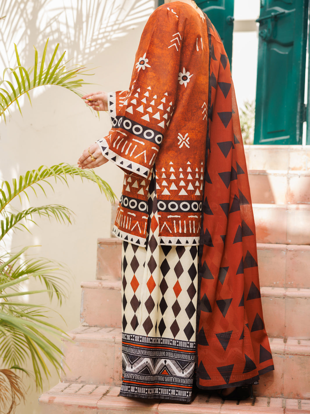 Rust Cotton 3Pc Stitched - ALP-3PS-2818