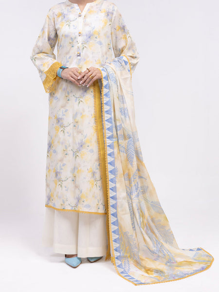 Off White Lawn 2Pc Unstitched - ALP-2PS-LKD-2475
