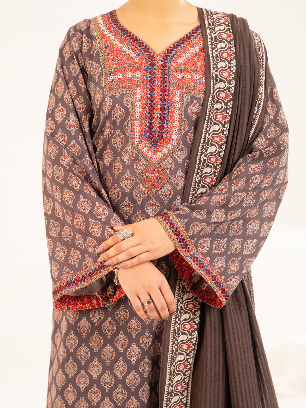 Brown Lawn Stitched 2Pc - ALP-2PS-LKS-2337A