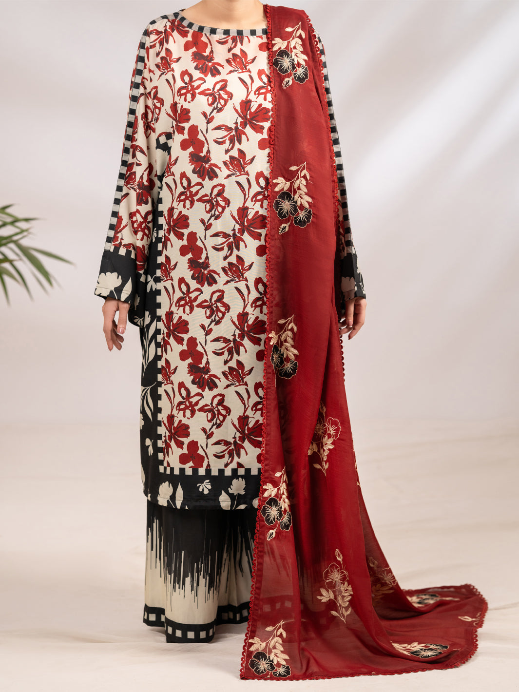 Maroon Silk Lawn 2Pc Stitched - ALP-2PS-LKS-2339