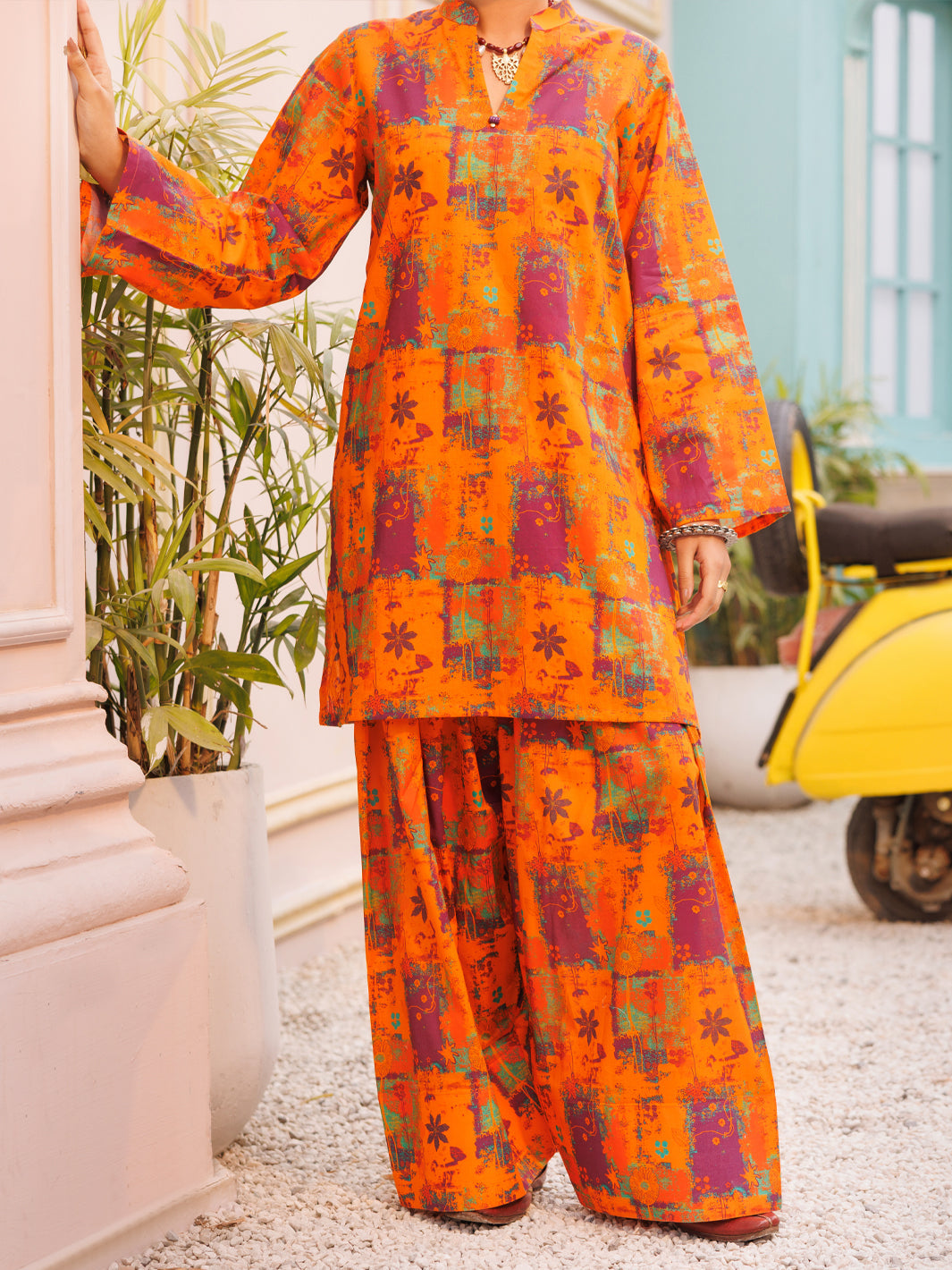Rust Lawn Co-Ord Set - ALP-2PS-SLKS-2514