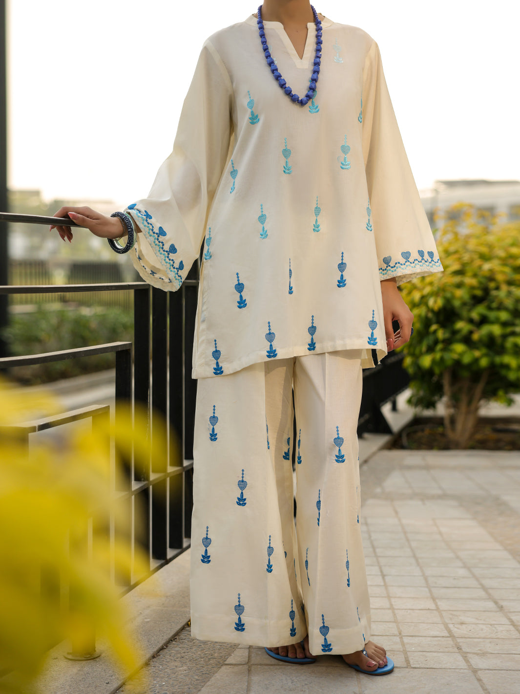 White Lawn Co-Ord Set - ALP-2PS-LKS-2538