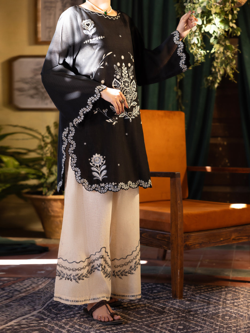 Black Cotton Dobby 2Pc Stitched - ALP-2PS-LKS-2783B