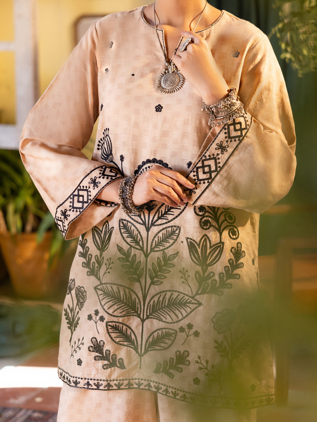Beige Cotton Dobby Stitched 2Pc - ALP-2PS-LKS-2839