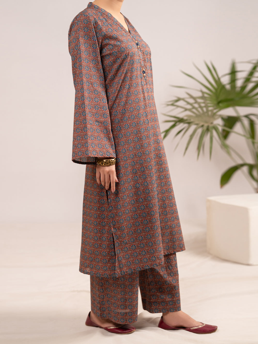 Multicolor Cambric Co-Ord Set - ALP-2PS-SLKS-2552