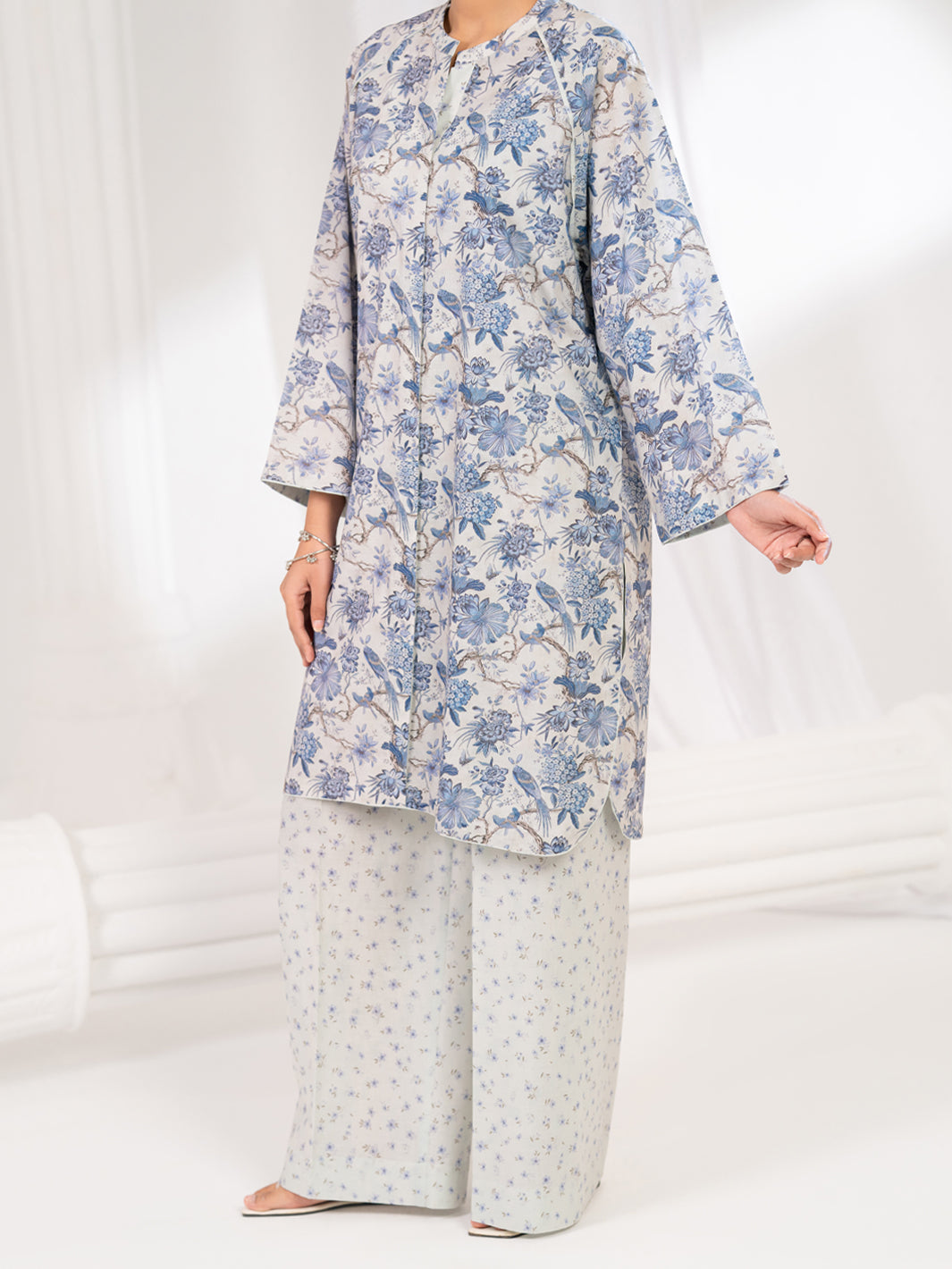 Light Blue Lawn Co-Ord Set - ALP-2PS-SLKS-2762