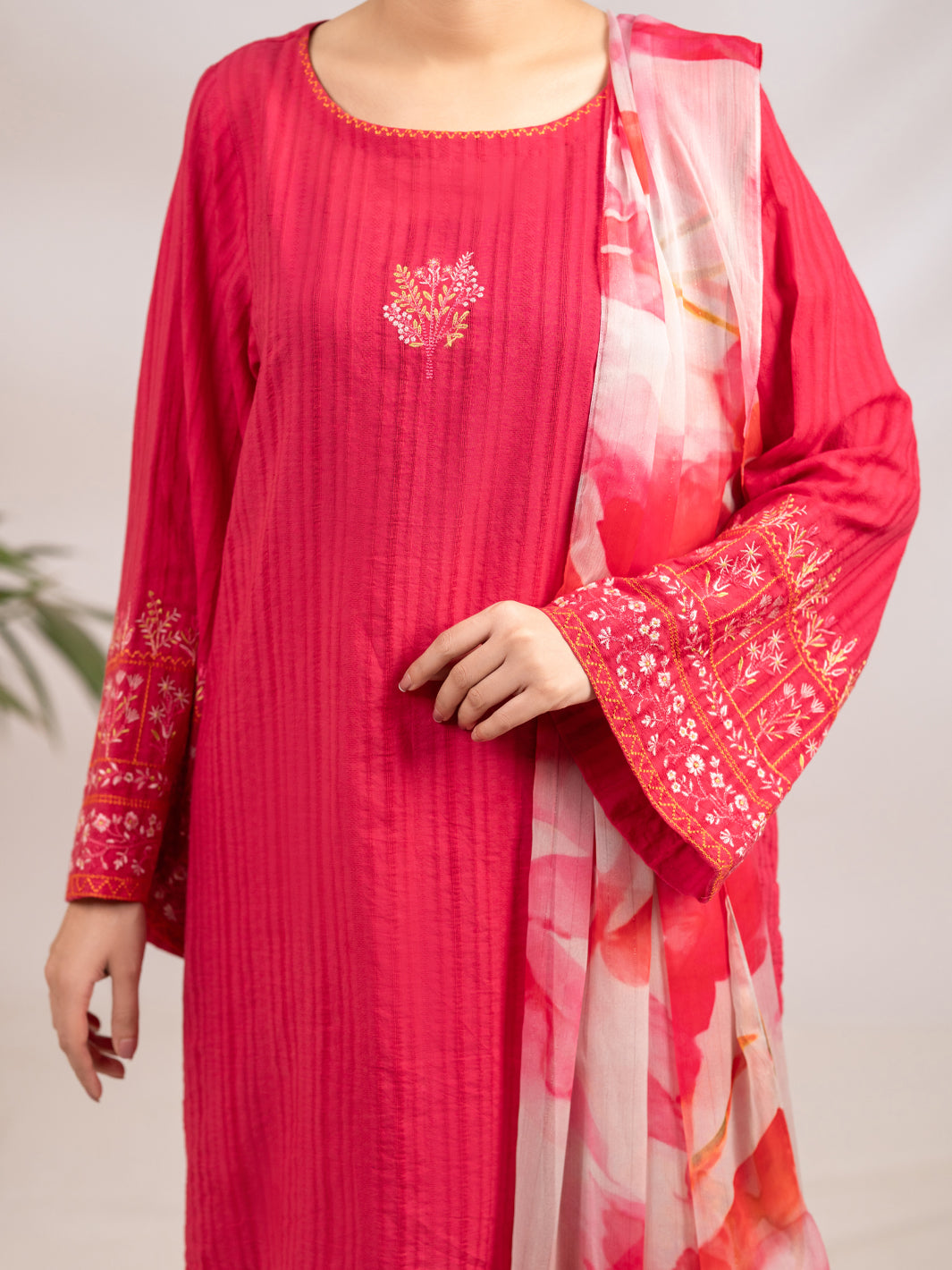 Pink Cotton Dobby 3Pc Stitched - ALP-3PS-2323