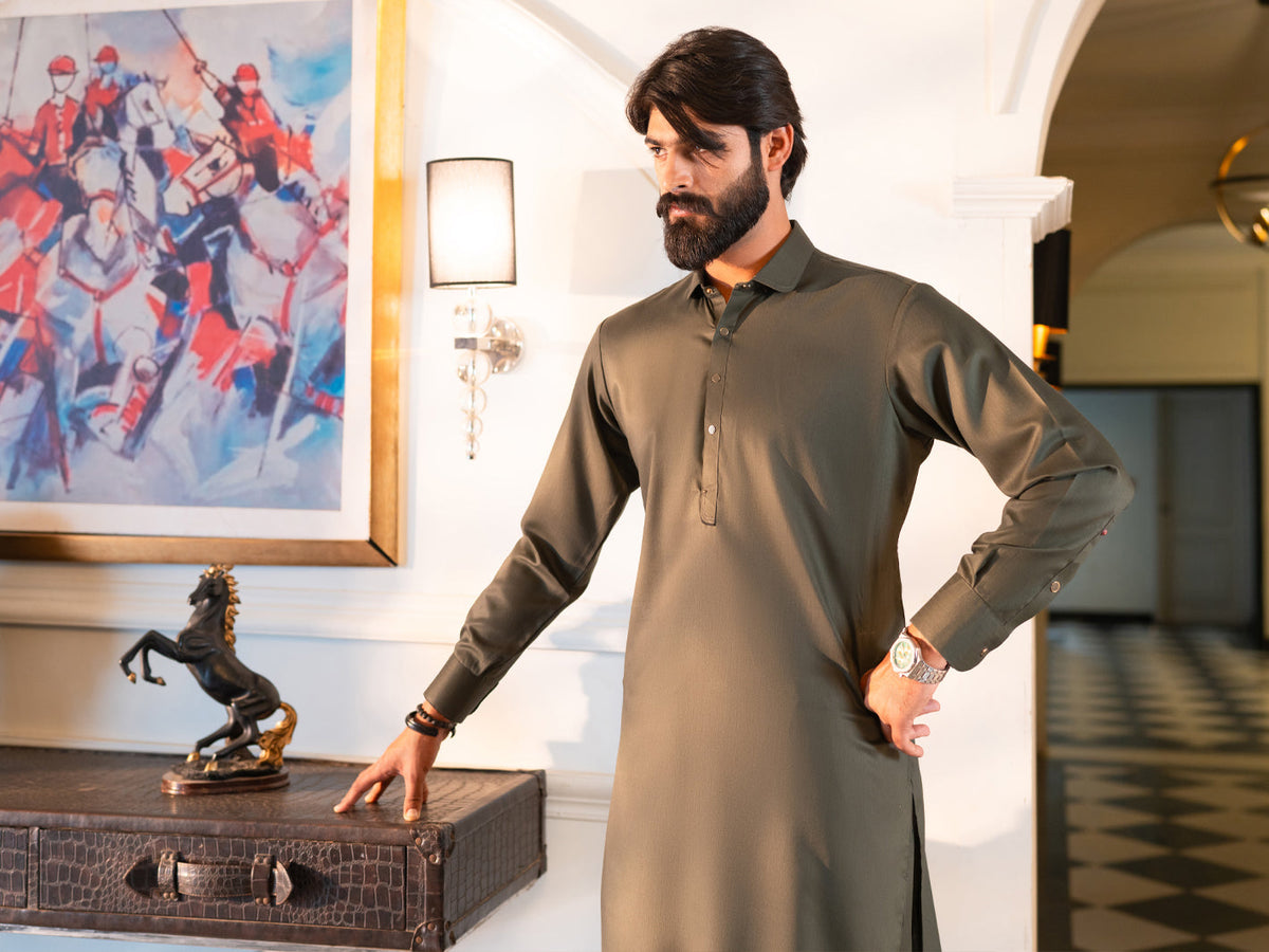 Olive Cut & Sew Kameez Shalwar - ALWA-KS-637A