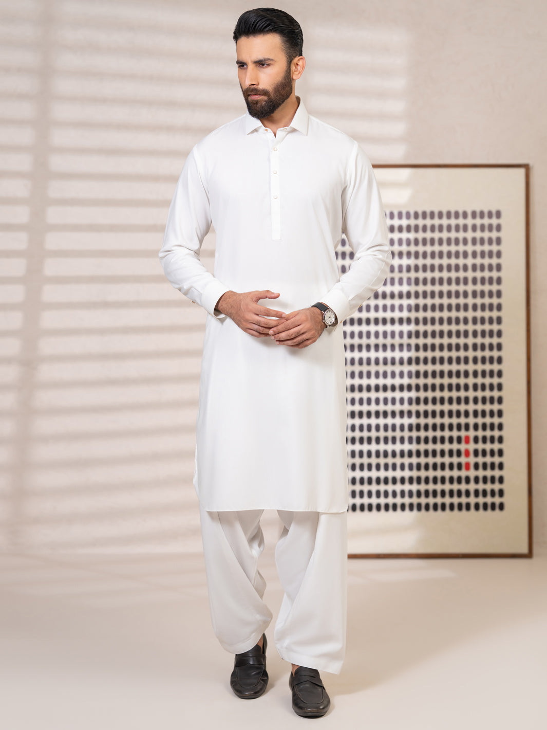 White Kameez Shalwar - ALWA-KS-640
