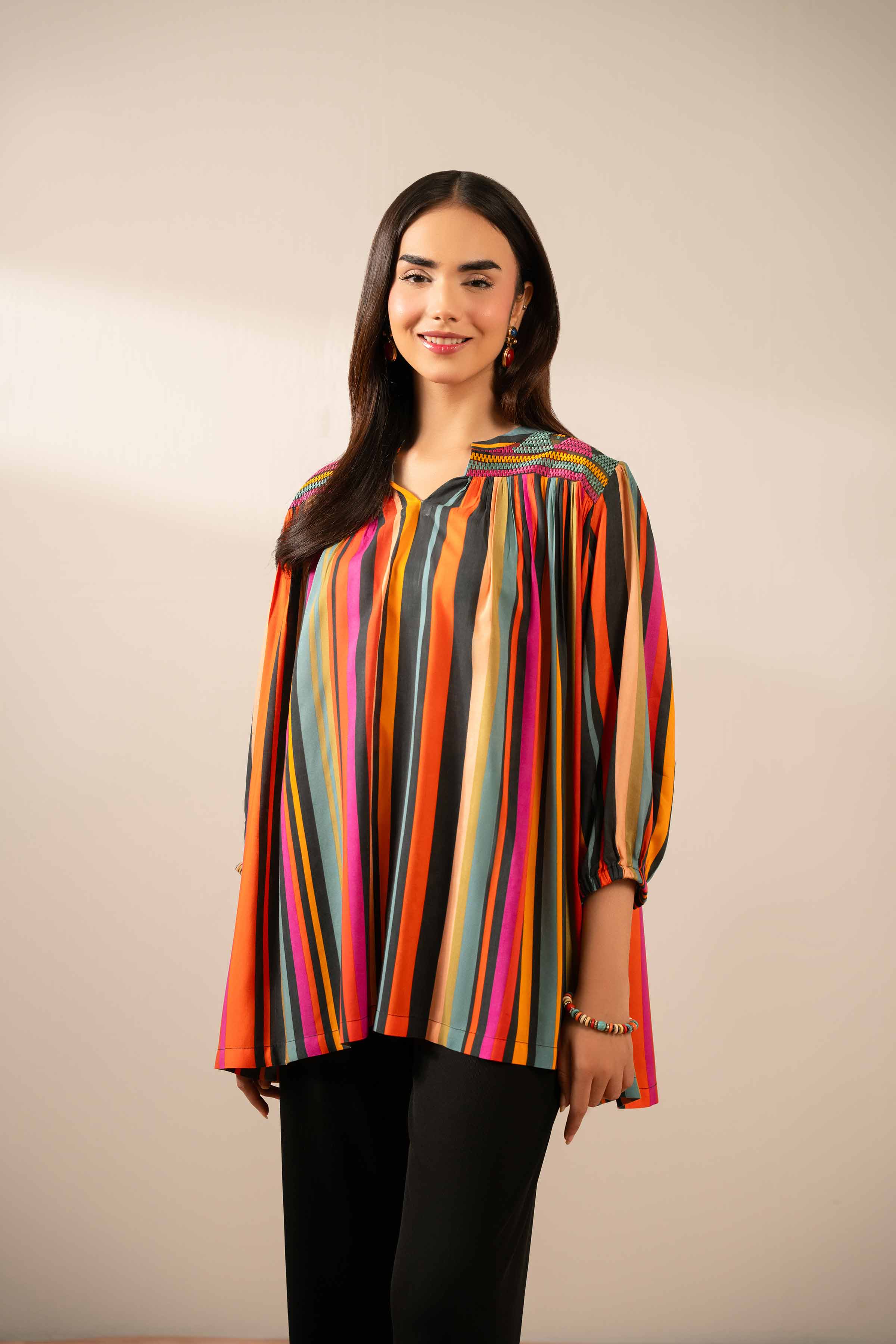 Printed Embroidered Tunic - AS25-93