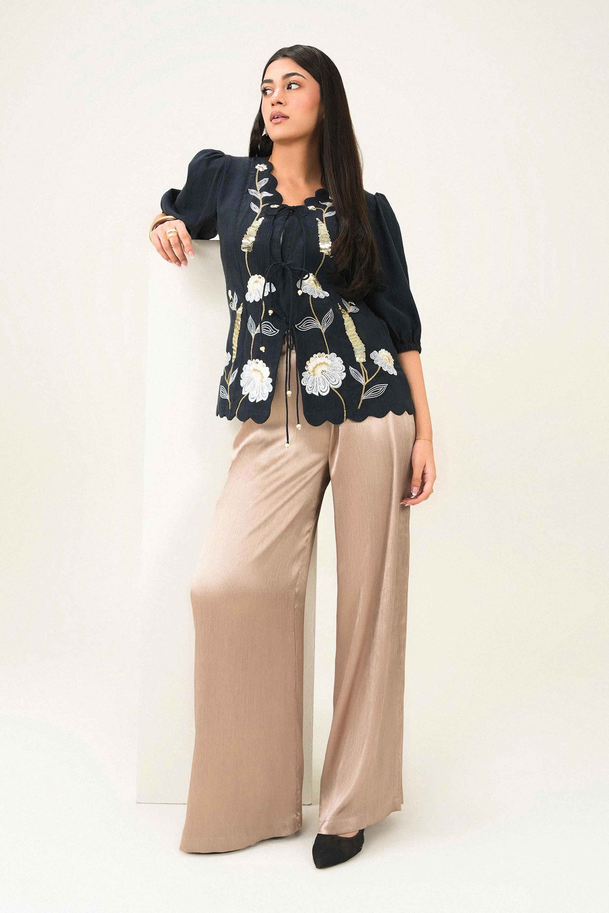 Navy Blue Embroidered Tunic - AW25-28
