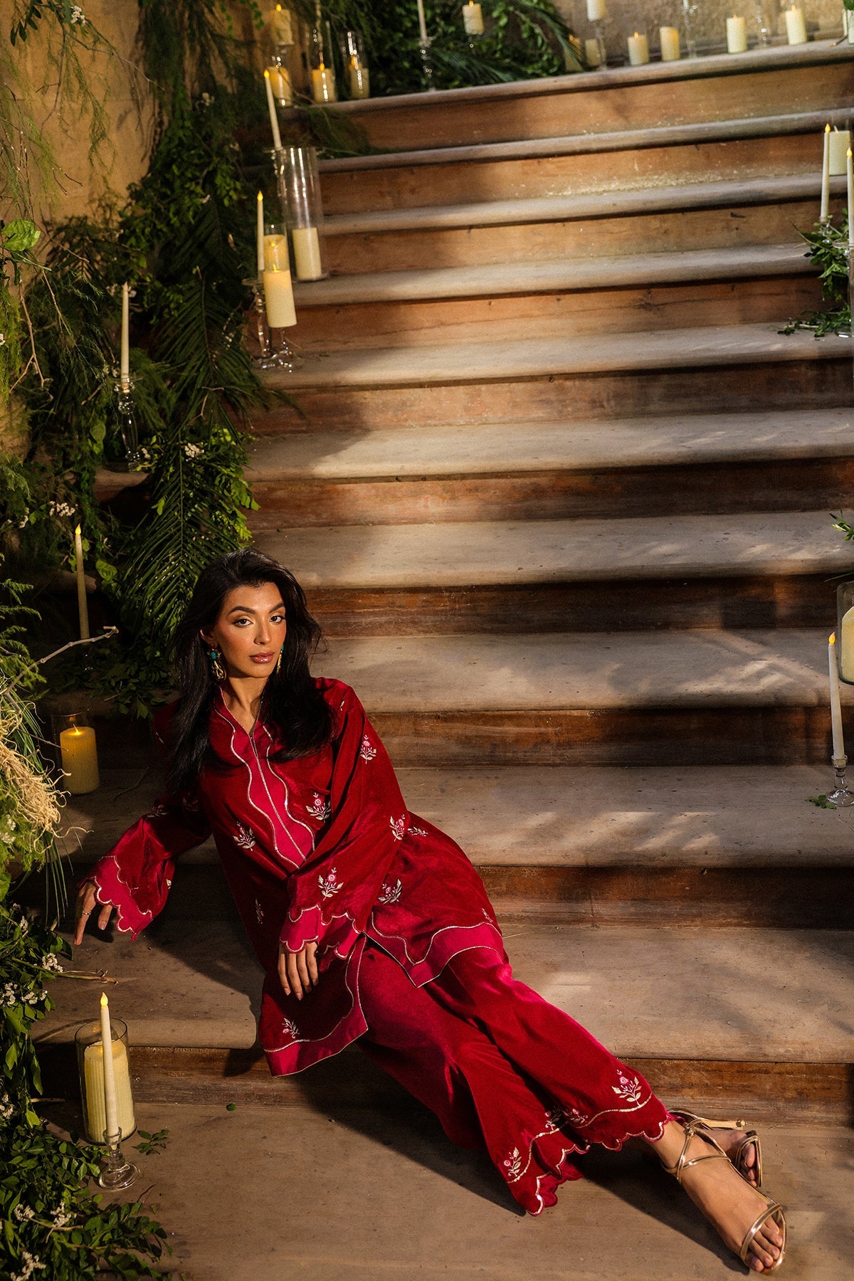 3 Piece - Embroidered Raw Silk Suit