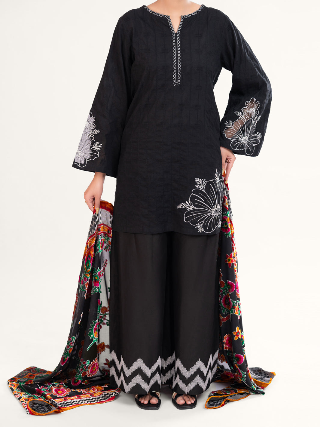 Black Dobby 3Pc Stitched - AWP-3PS-748
