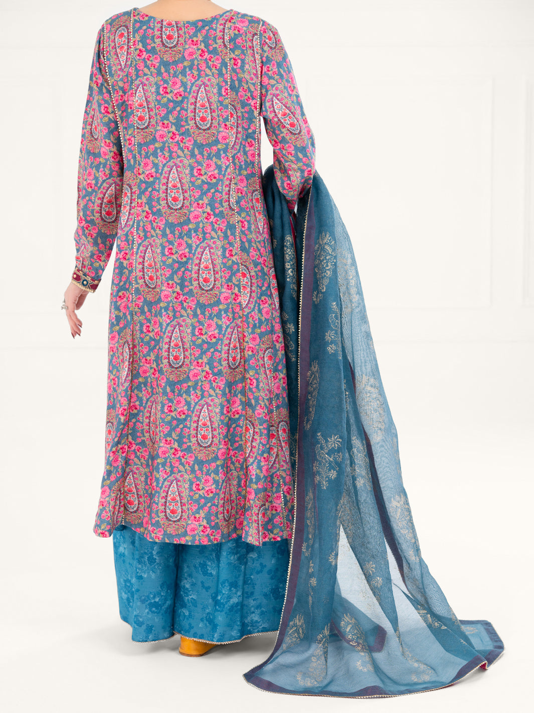 Teal Poly-Raw Silk 3Pc Stitched - AWP-3PS-756