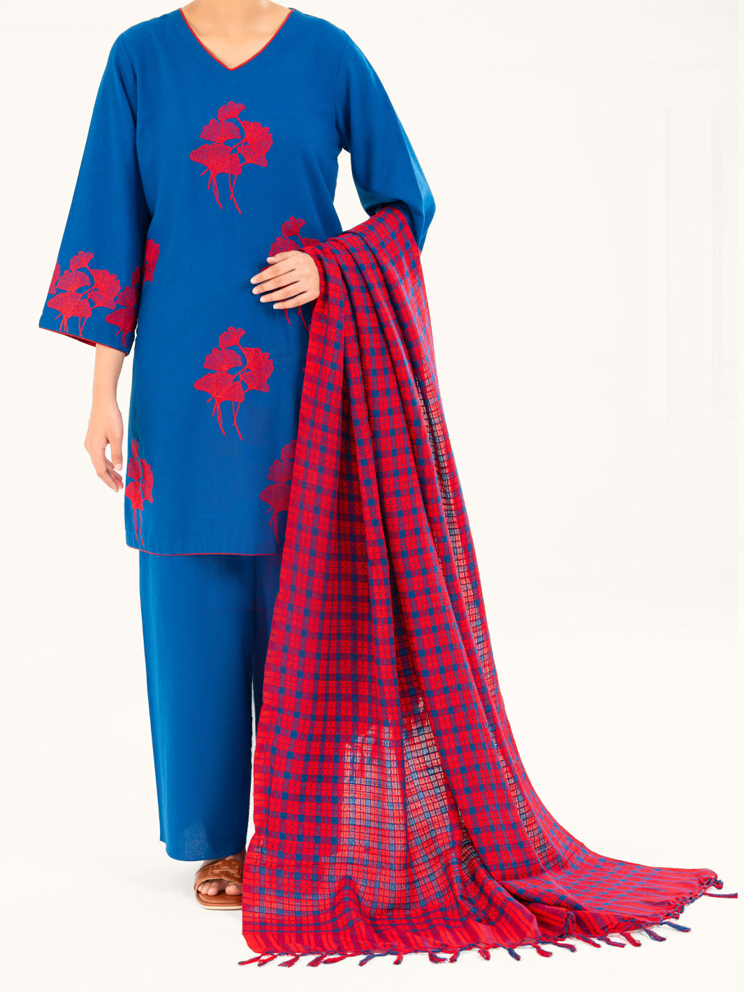 Blue Light Khaddar 3Pc Stitched - AWP-3PS-773