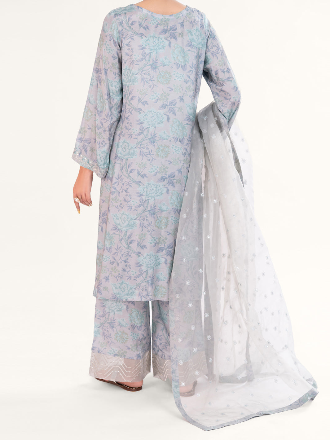 Grey Viscose 3Pc Stitched - AWP-3PS-781