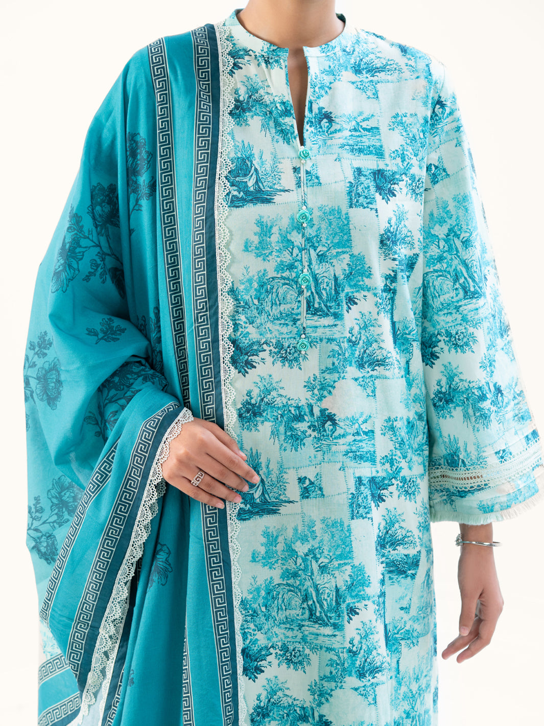Ice Blue Cambric 3Pc Unstitched - AWP-3PS-890