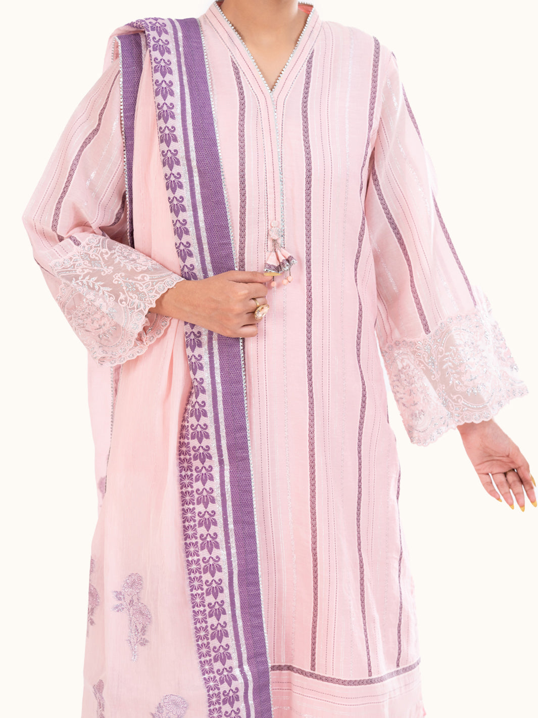 Light Pink Yarn Dyed 3Pc Unstitched - AWP-3PS-925