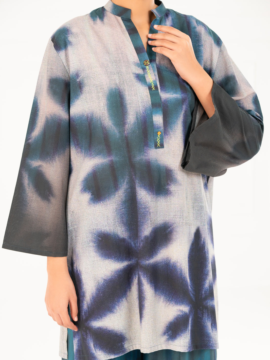 Teal Cambric Kurti - AWP-SLK-847