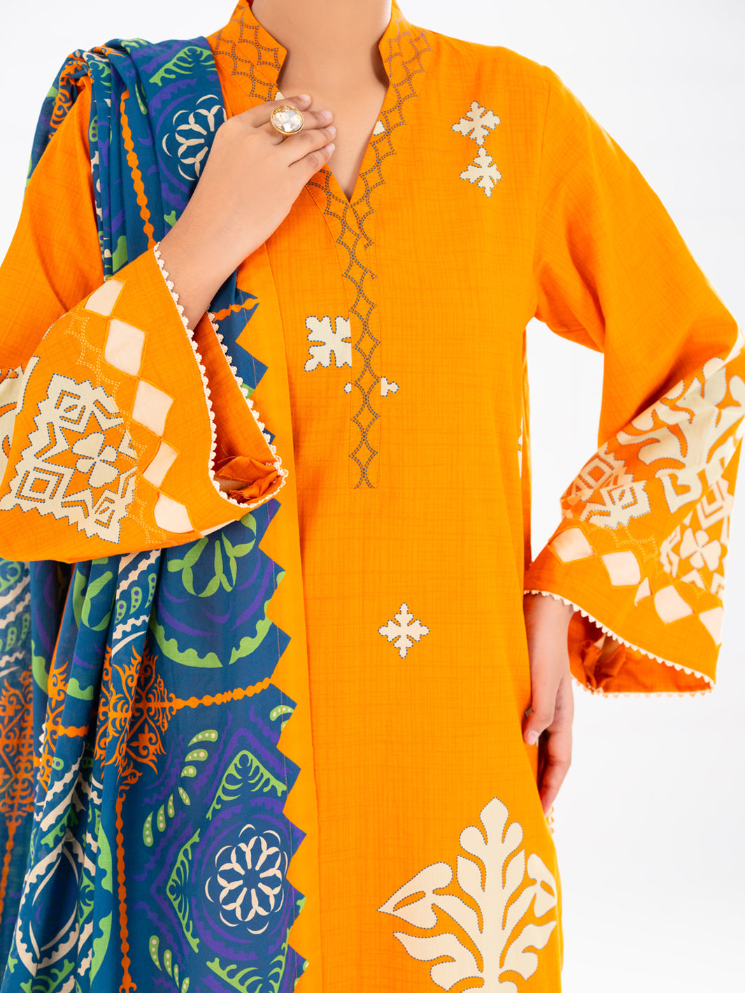 Mustard Cambric 2Pc Unstitched - AWP-2PS-SLKD-UN-834
