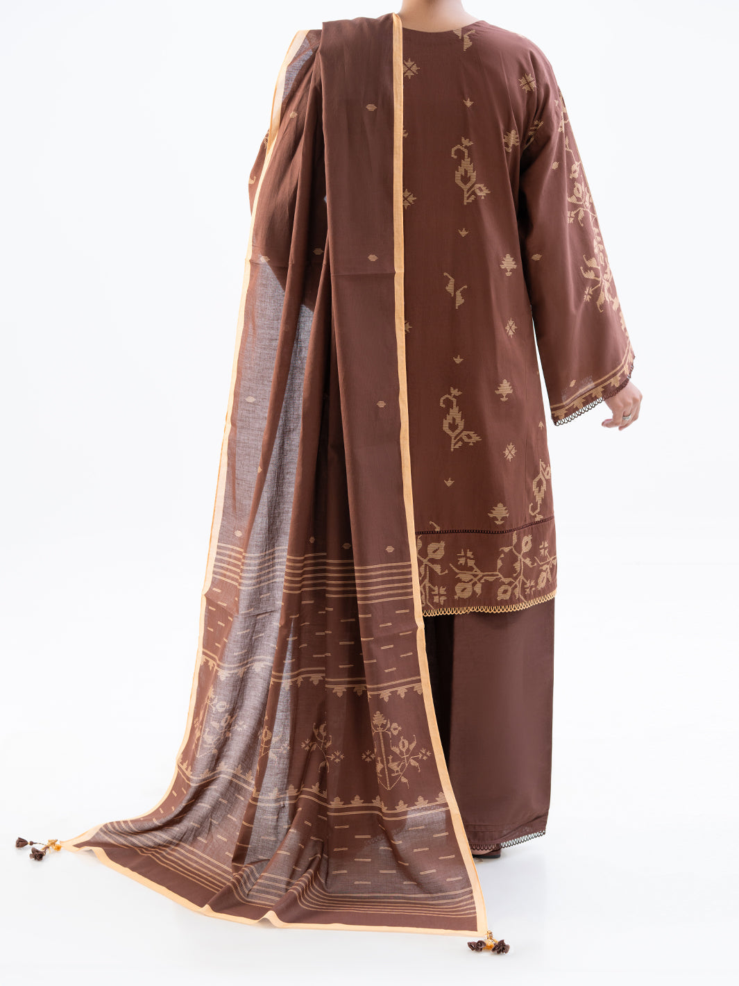 Brown Cambric 2Pc Unstitched - AWP-2PS-SLKD-UN-836