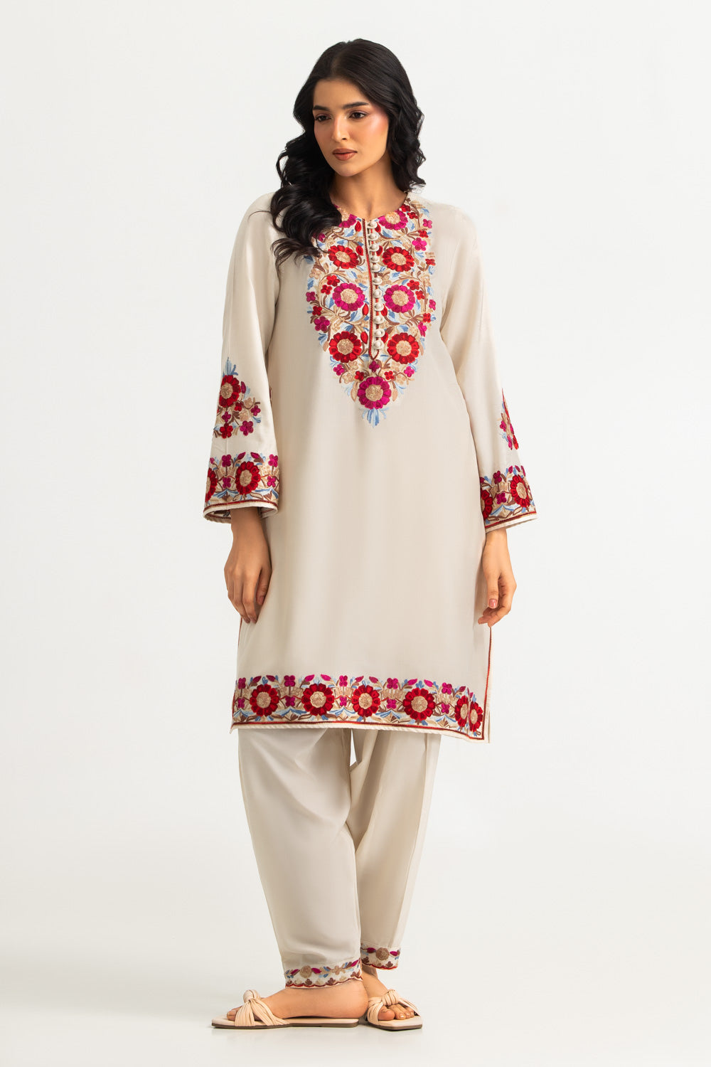 Acrylic Embroidered Shirt And Trouser