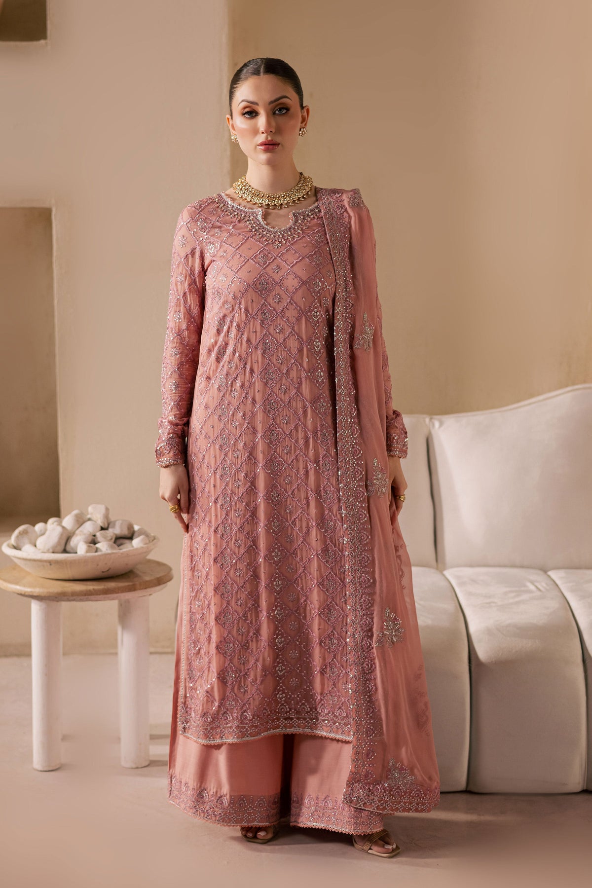 Almas 3Pc - Embroidered Luxe Pret