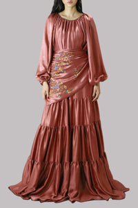 Burnt Orange Tiered Dress