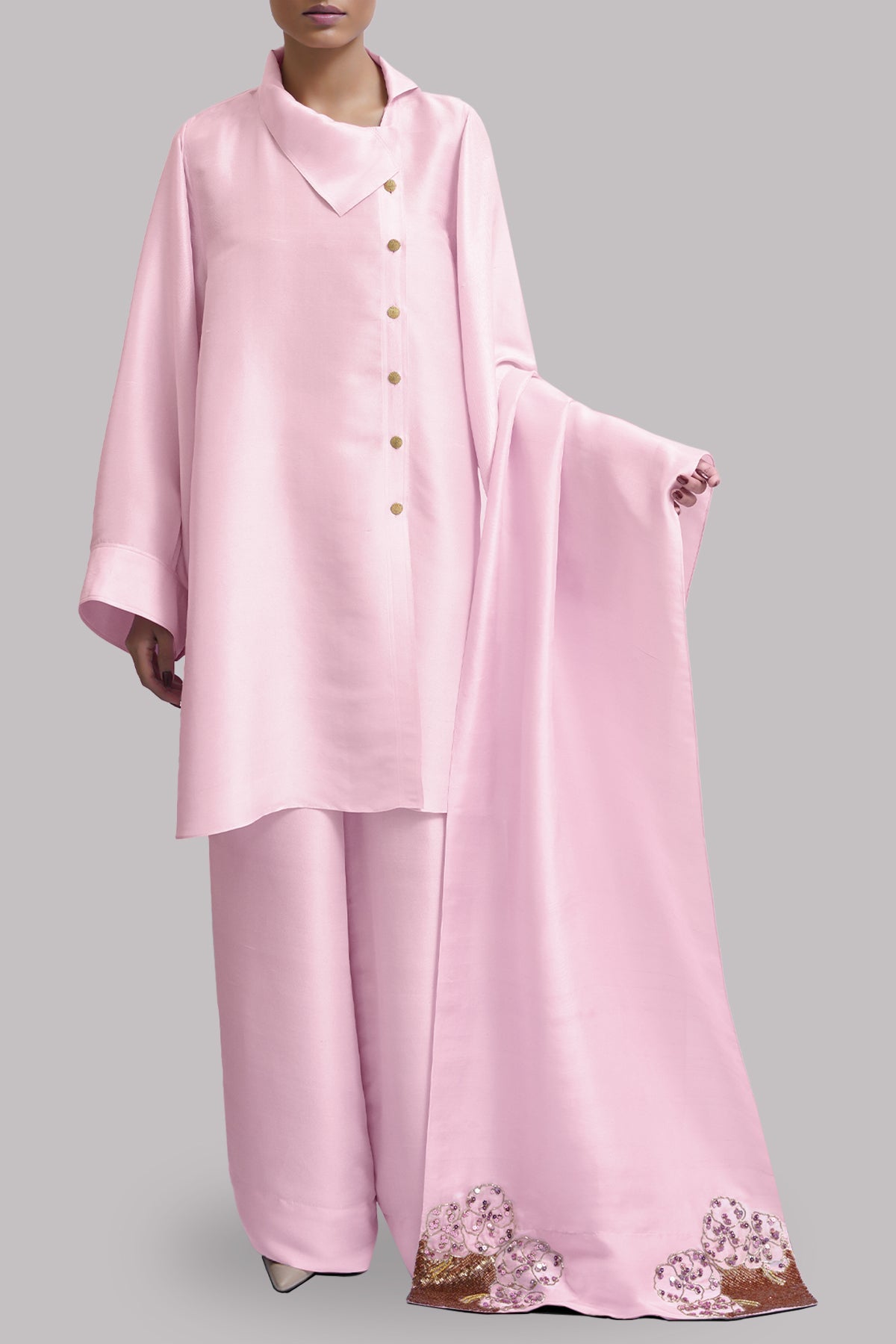 Pirouette Embellished Raw Silk Set
