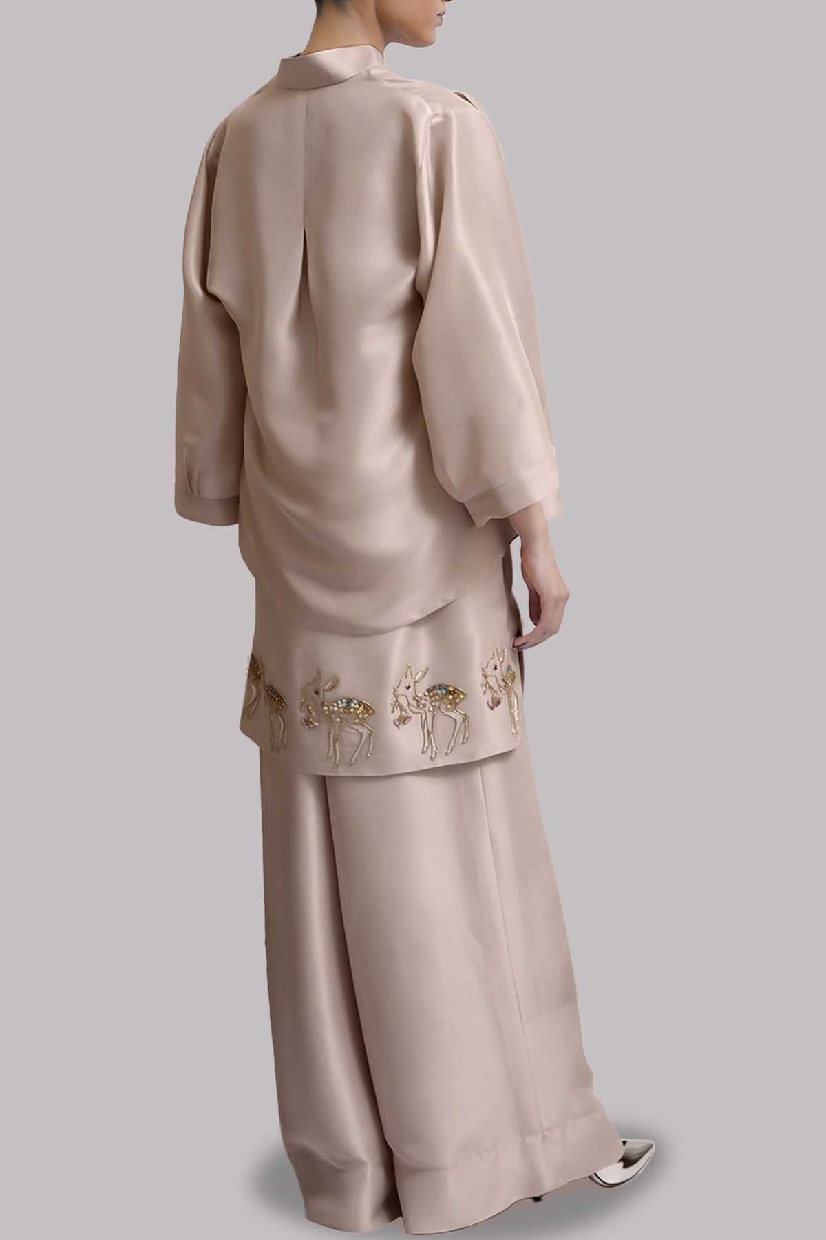 Rose Dust Embellished Raw Silk Jacket Set