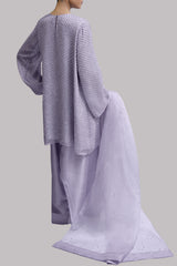 Pastel Lilac Embellished Organza Set