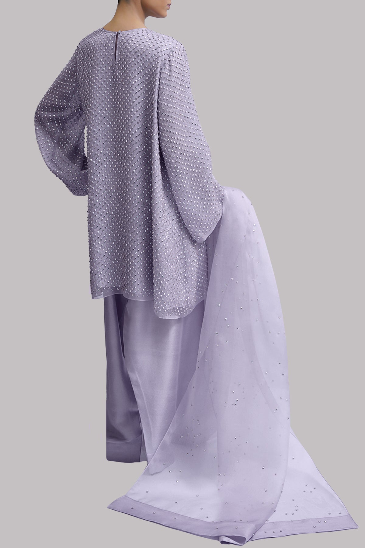 Pastel Lilac Embellished Organza Set