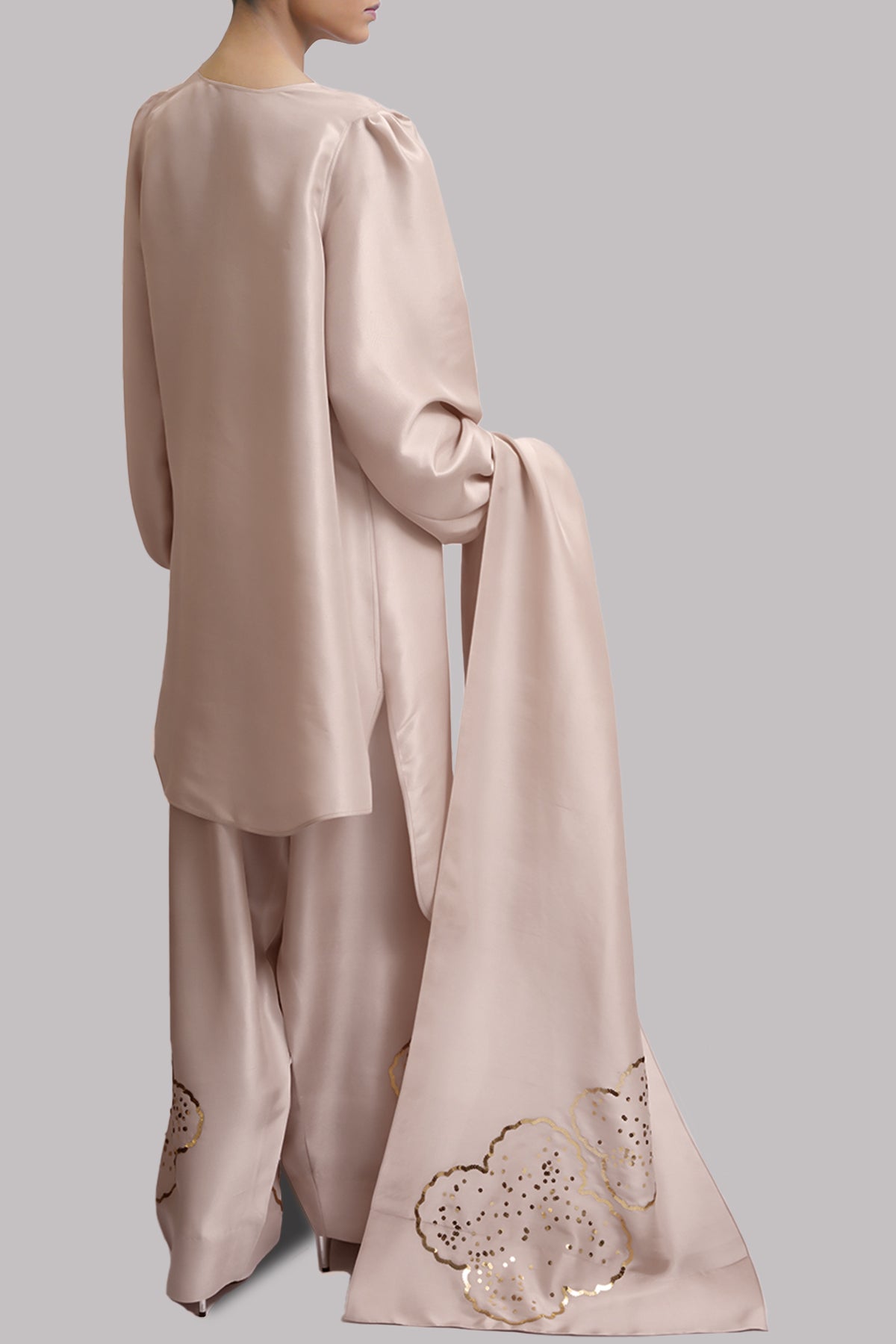Rose Dust Embellished Raw Silk Set