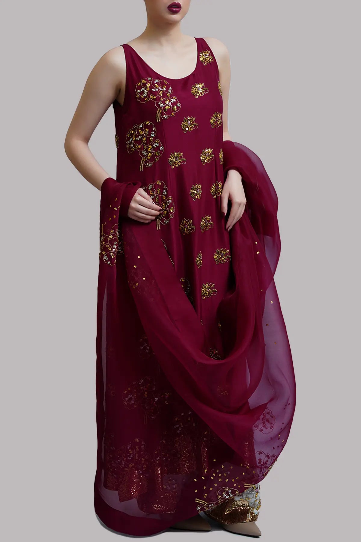 Scooter Embellished Raw Silk Set