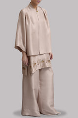 Rose Dust Embellished Raw Silk Jacket Set