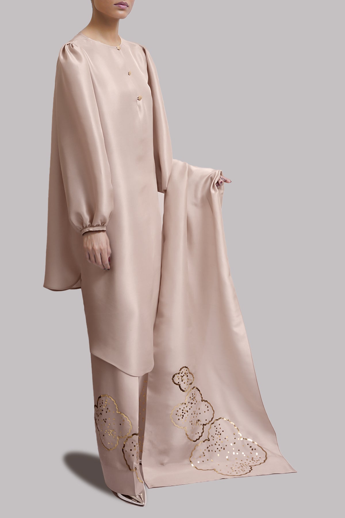 Rose Dust Embellished Raw Silk Set