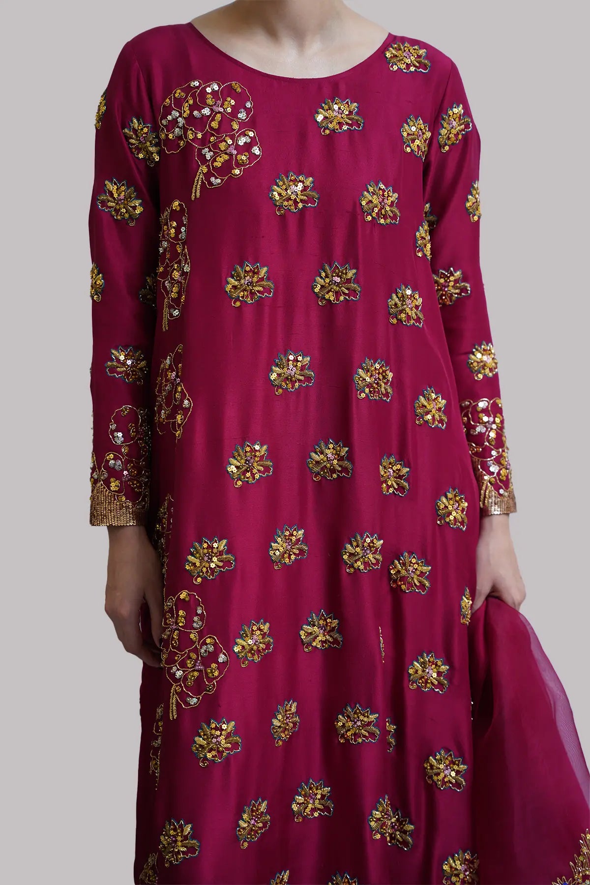 Scooter Embellished Raw Silk Set