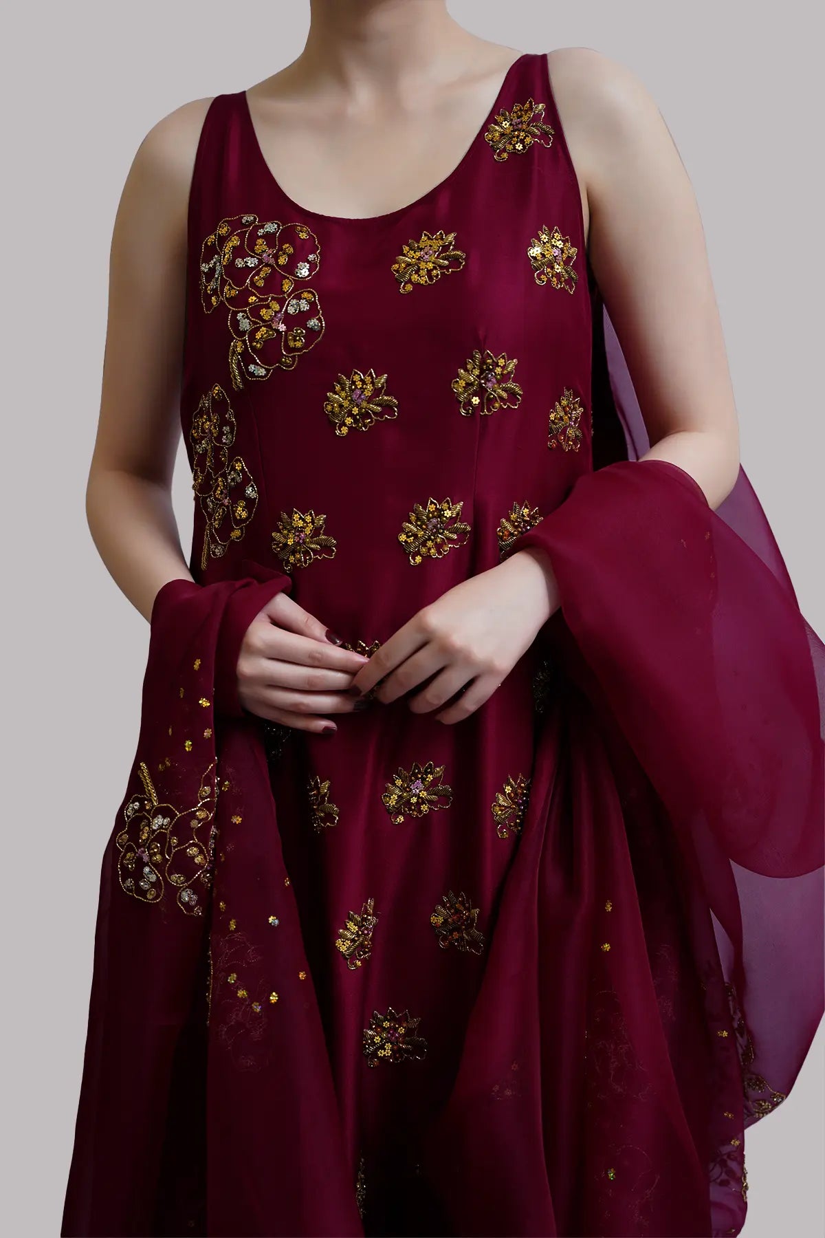 Scooter Embellished Raw Silk Set