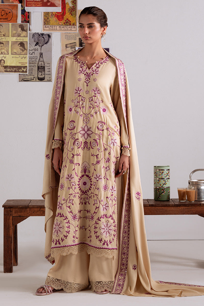 FAWN RADIANCE-3PC LINEN EMBROIDERED SUIT