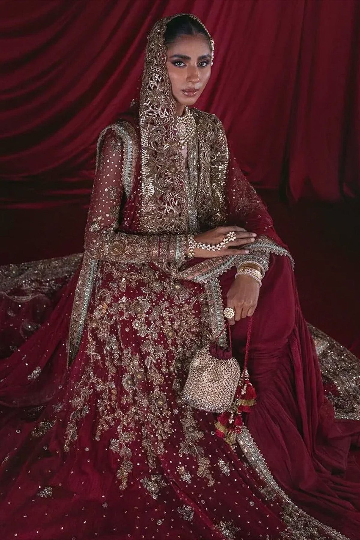 B-384 (Garnet Mukesh Bridal)