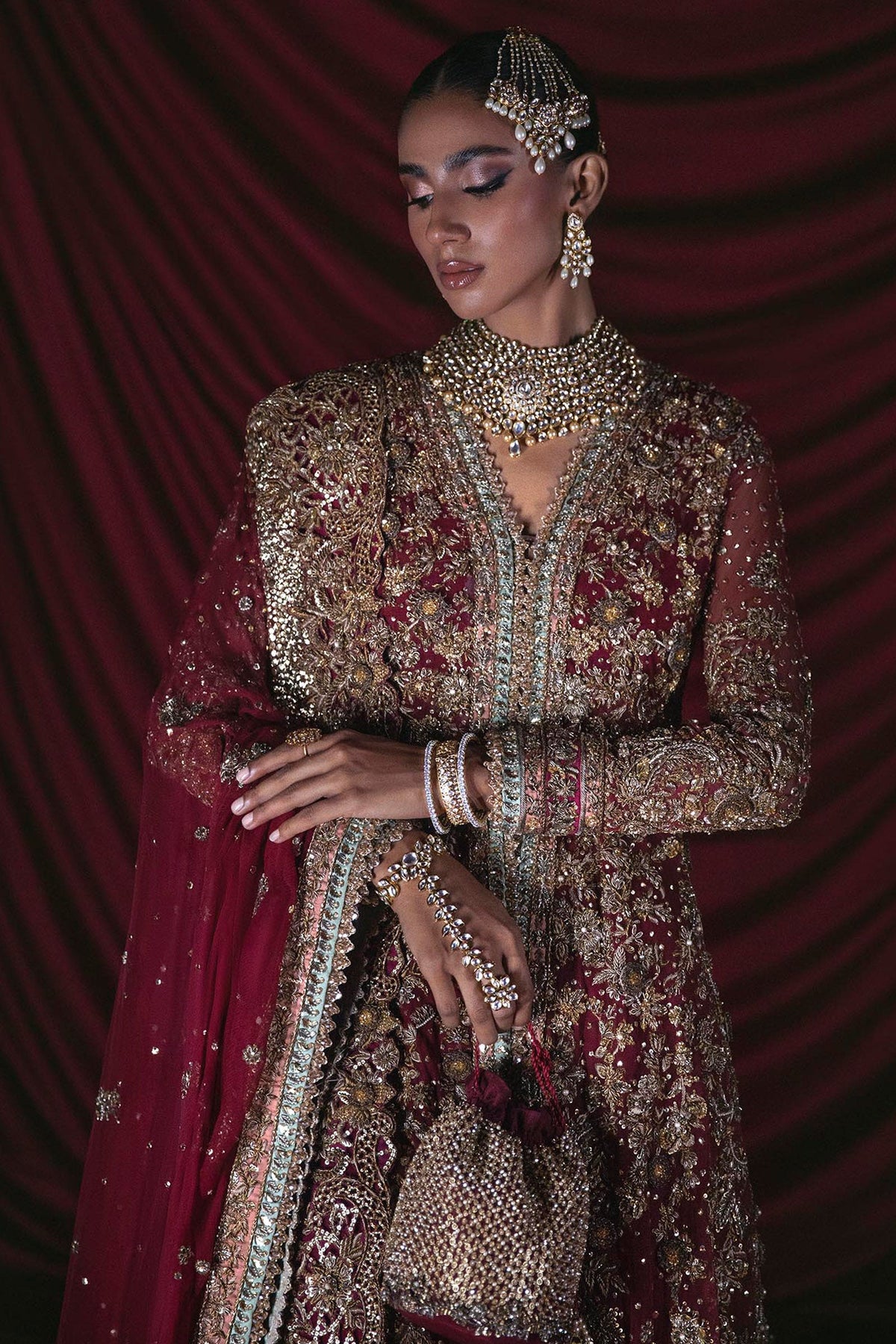 B-384 (Garnet Mukesh Bridal)