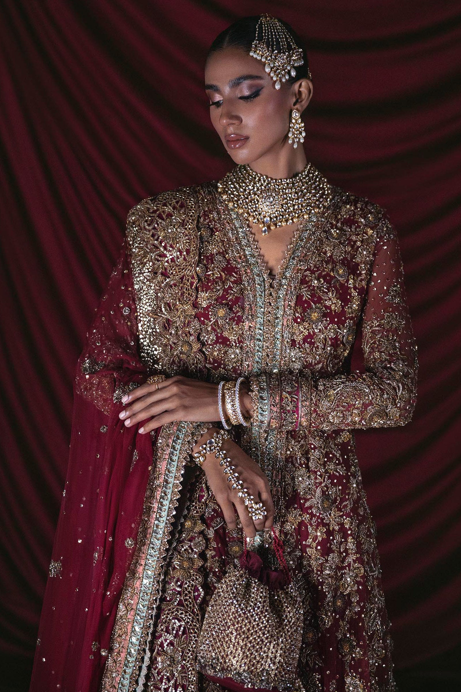 B-384 (Garnet Mukesh Bridal)