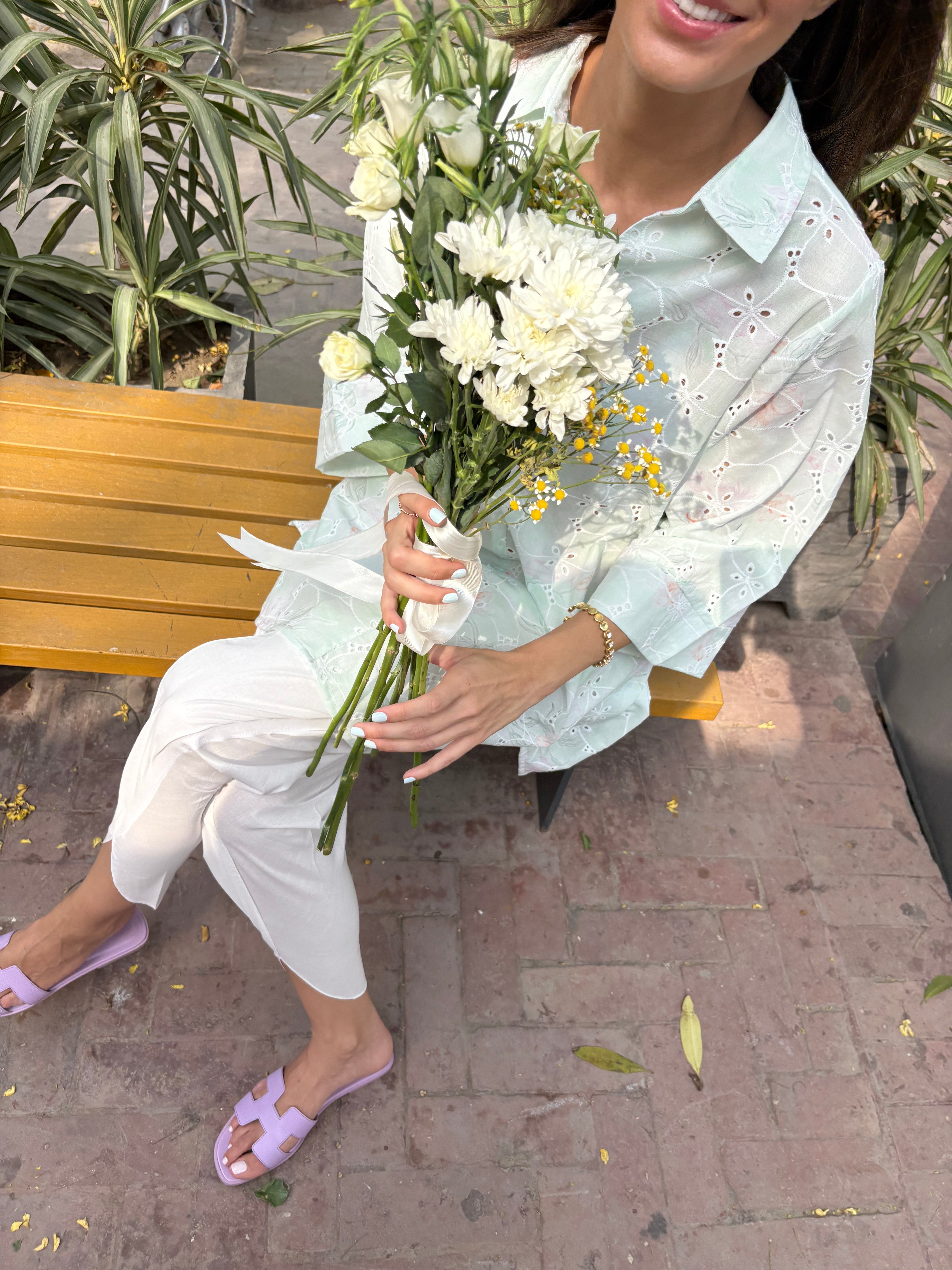 Green Lawn Toby Tunic with Tulip Shalwar